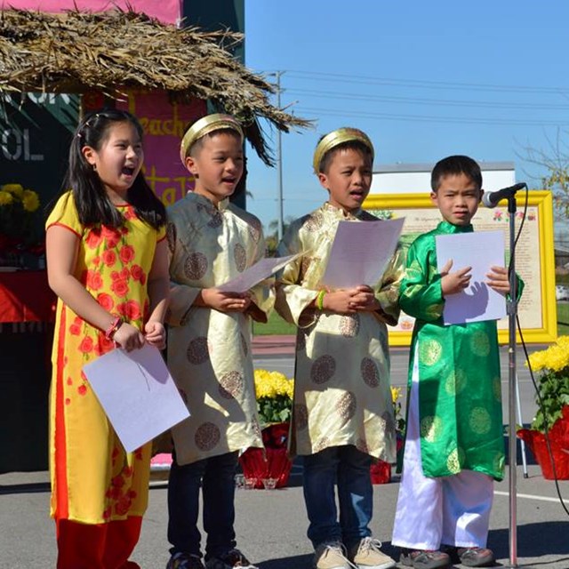 Students demonstrate excellent public speaking skills during the Lunar New Year celebration!