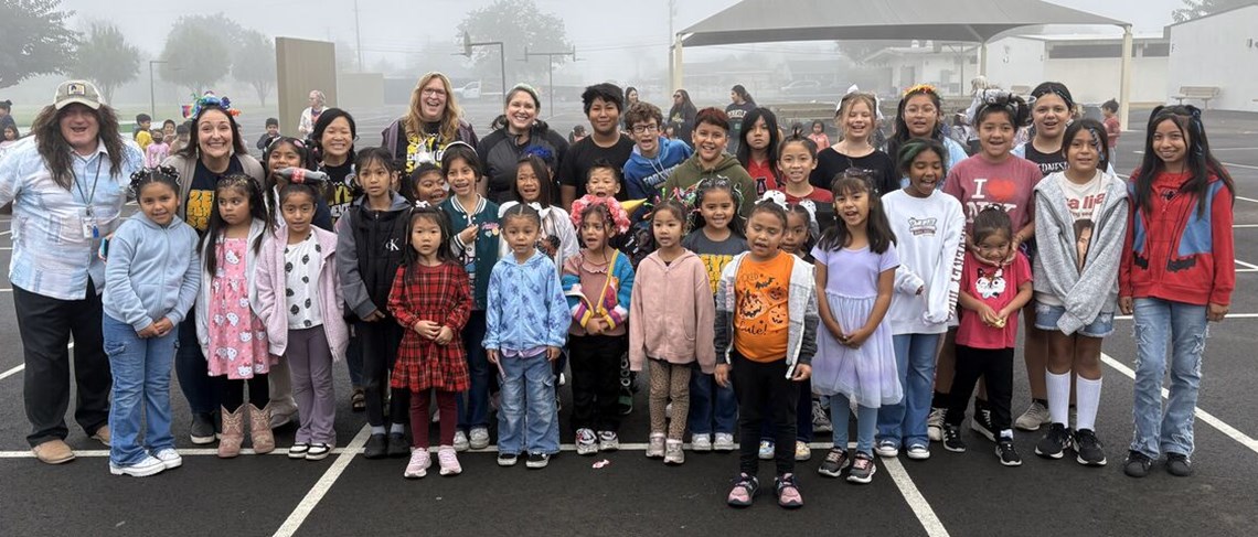 Students participating in Crazy Hair Day
