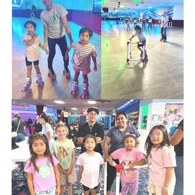Families participating in skate night