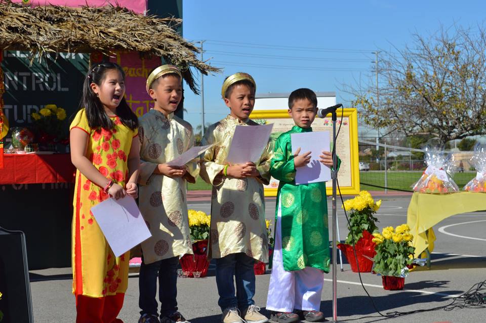 Students demonstrate excellent public speaking skills during the Lunar New Year celebration!