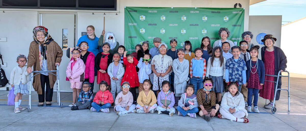 Scholars dressed up like they're 100 to celebrate the 100th day of school