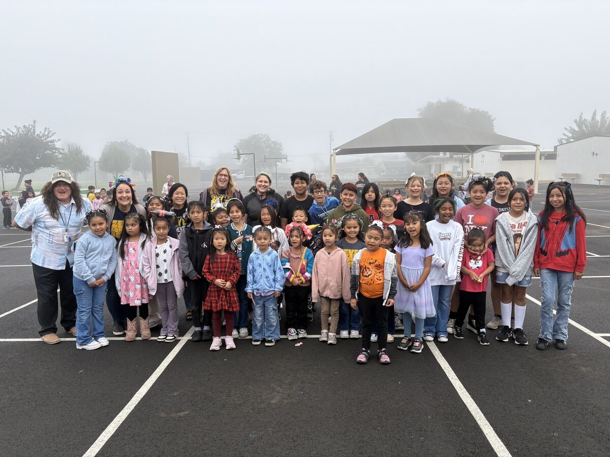 Students participating in Crazy Hair Day