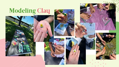Students made little figures using modeling clay