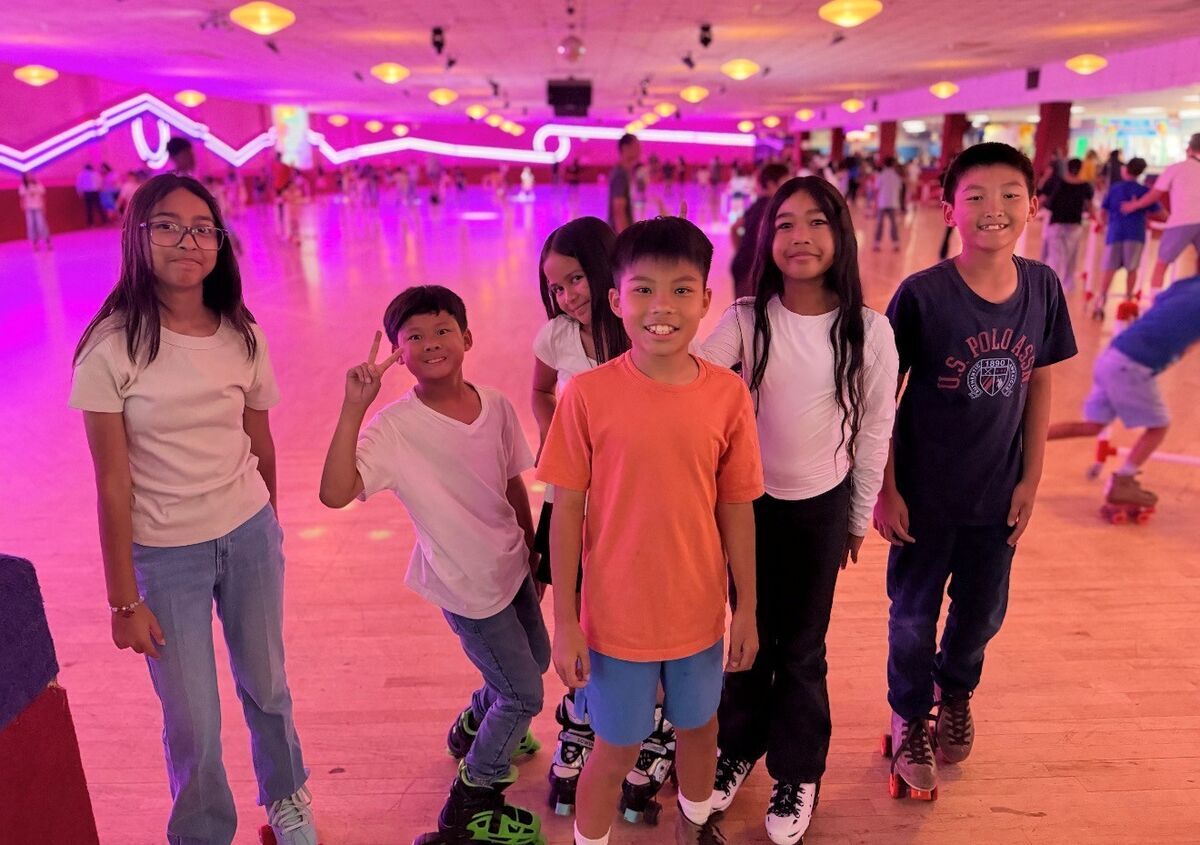 Students on rollerskates during skate night